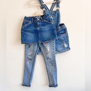 Denim Bundle! Skirt, Jumper Shorts, & a pair of fun jeans. Size 6x/7